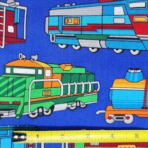 Quilting Craft Fabric Trains Royal Blue VIP Cranston VTG Novelty Fat Quarter